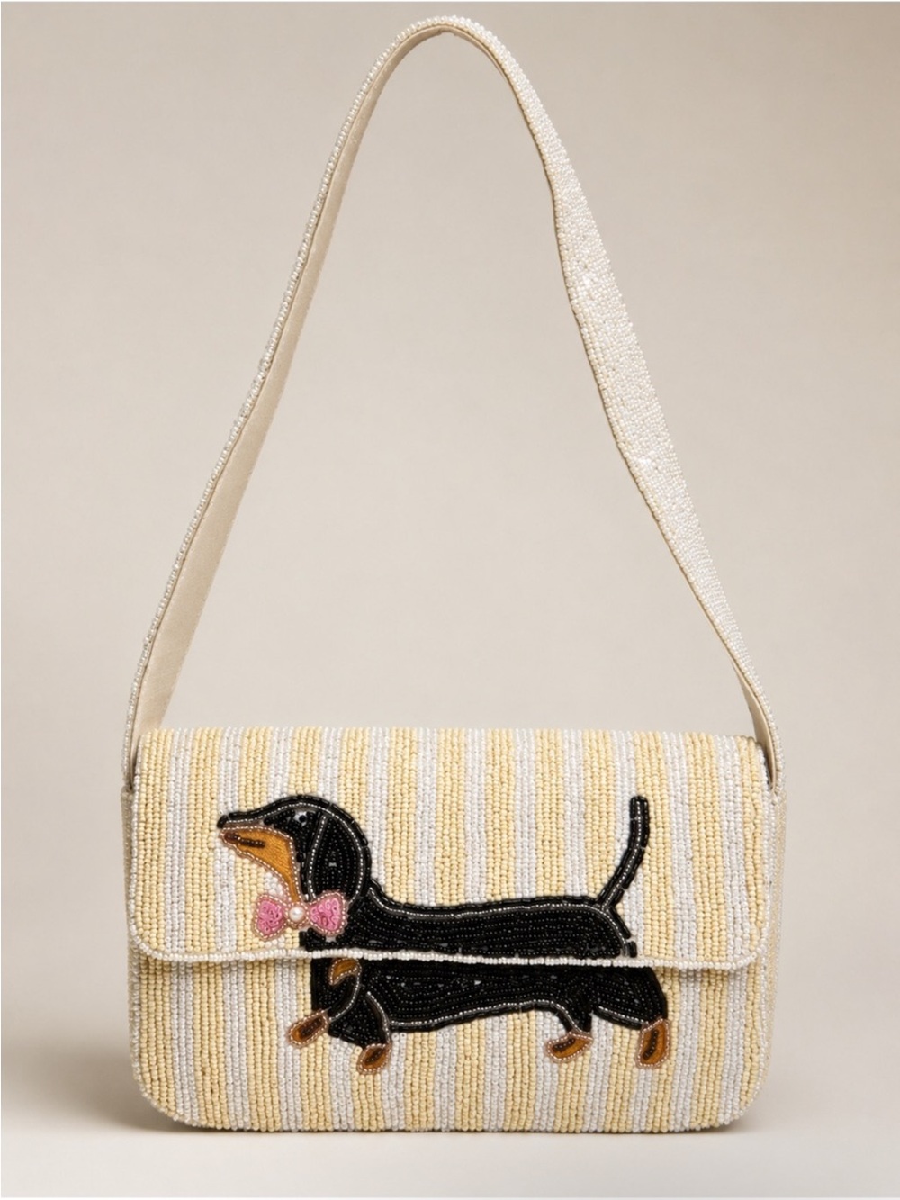 NWT Sol and Mer Beaded Dachshund Stripe Purse